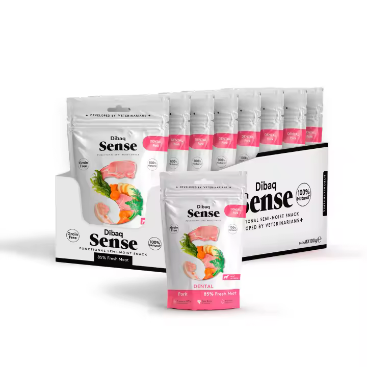 Dibaq Sense Dog, Snack para perros, grain free, dental, monoproteico, cerdo sin cereal, pack 3 uds x 100 gr - 1