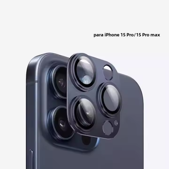 Protector De Cámara De Metal Para iPhone 15 pro Max Funda De Aleación Protectora Para Lente Con Cubierta De Vidrio Templado - 1
