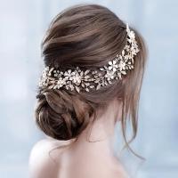 Diadema De Hojas Para Novia Accesorio De Boda En Oro Headdress Para Vestido De Novia Metal Adulto Tamaño M - details 0