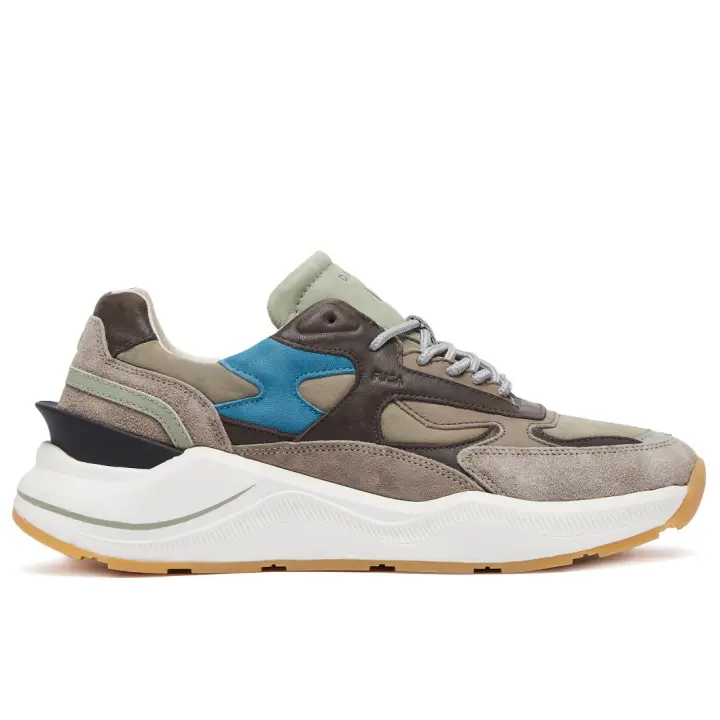 Zapatillas de Hombre DATE Fuga en ante y Nailon MARRON, Celeste y Verde M411-FG-NY-AR - 1