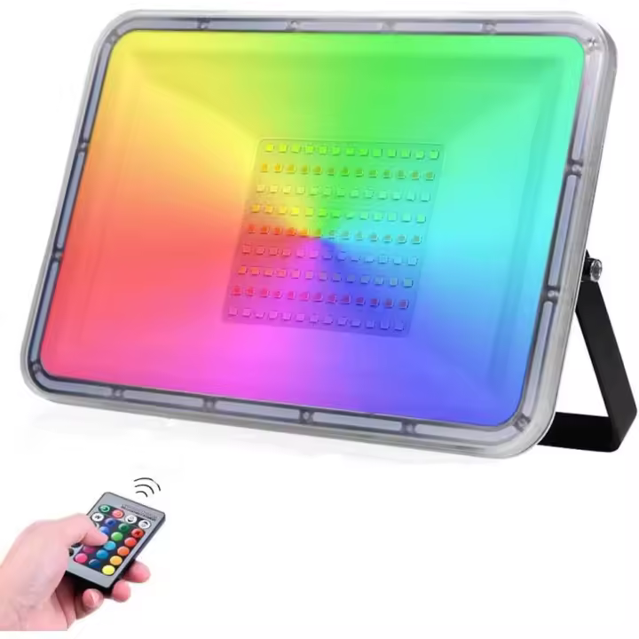 Foco LED RGB para Exterior de 100 W con mando a distancia, 16 Colores Y 4 Modos, resistant to Agua IP67, iluminación de seuridad para Exterior sin función de Memoria, para Jardín, Paisaje, escenario, patio, calle - 1
