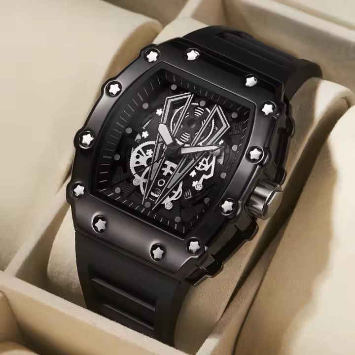 Reloj Deportivo De Cuarzo Para Hombres Con Pantalla Grande Resistente Al Agua Y Luminoso De Material De Aluminio Y Goma Estilo Casual - 1