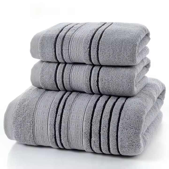 Juego De Toallas De Algodón Bordadas 3 Piezas 35x75cm 70x140cm Toallas De Baño Geométricas Para Mano Rostro Y Ducha Toallas De Baño - 1