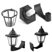 2Pcs Luz De Pared Solar Exterior IP44 Impermeable Con Auto Encendido Y Apagado Retro LED Para Jardín Lámpara De Fence Luz Hexagonal - details 3
