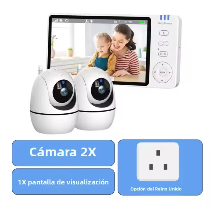 Monitor De Bebé Con Cámara PTZ Inalámbrica 2pcs Pantalla De 5 Pulgadas Vigilancia De Seguridad Temperatura Y Lullaby - 1