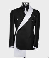 Traje Formal De Dos Piezas Para Hombre En Color Negro Con Chaqueta Y Pantalones Un Botón Elegante Para Bodas Y Comidas Formales - details 2