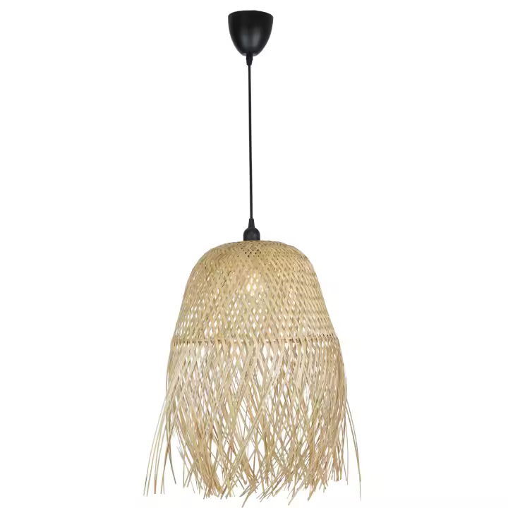 ALPINALUZ Lámpara Colgante de Mimbre Natural"MIKA" Ø39cm - Diseño Artesanal con Flecos, E27 - 1