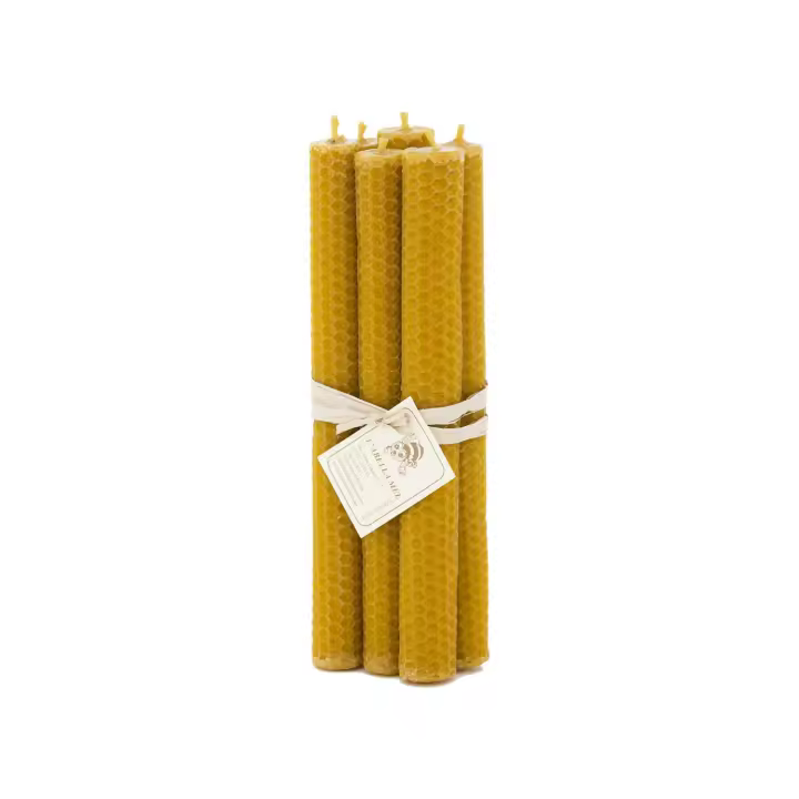 L'Abella Mel - Vela Natural y Artesanal 100% de Cera de Abeja Hecha a Mano | Vela Pura Textura Panal Bujía Vela de Miel Sin Parafina de España - Pack de 6 Velas. Contiene 6u de 2x2x10cm - 1