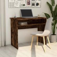 vidaXL Escritorio de madera contrachapada 90x50x74 cm en color Blanco/Blanco brillante/Gris hormigón y más | estructura resistente ideal para salón dormitorio o estudio - details 6