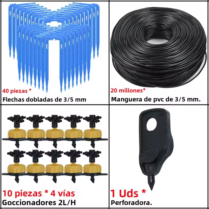 Sistema De Riego Automático Para Jardín 4-Maneras 3/5mm 2-Maneras Transmisor De Agua Para Plantas En Macetas 10/20 Conjuntos Invernadero - 1