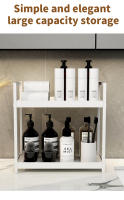 Estante De Contado Multifuncional De 2 Niveles En Negro Y Blanco Para Almacenamiento De Cosméticos En Baño Y Especias En Cocina Capacidad Grande - details 1