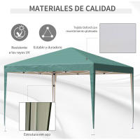 Outsunny Carpa Plegable 3x3 m Cenador de Jardín Gazebo con Bolsa de Transporte Altura Ajustable en 3 Niveles Anti-UV e Impermeable para Terraza Patio Playa Verde - details 6