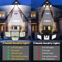 Luces Solares Con 278LEDs 4 Cabezas Ajustables Y 3 Modos De Iluminación IP65 Impermeables Para Seguridad Exterior Jardín - details 3