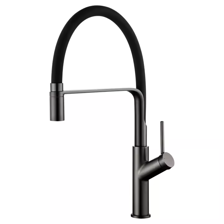 VALAZ Grifo cocina alto con caño flexible y giratorio monomando gun metal serie Saja - 1