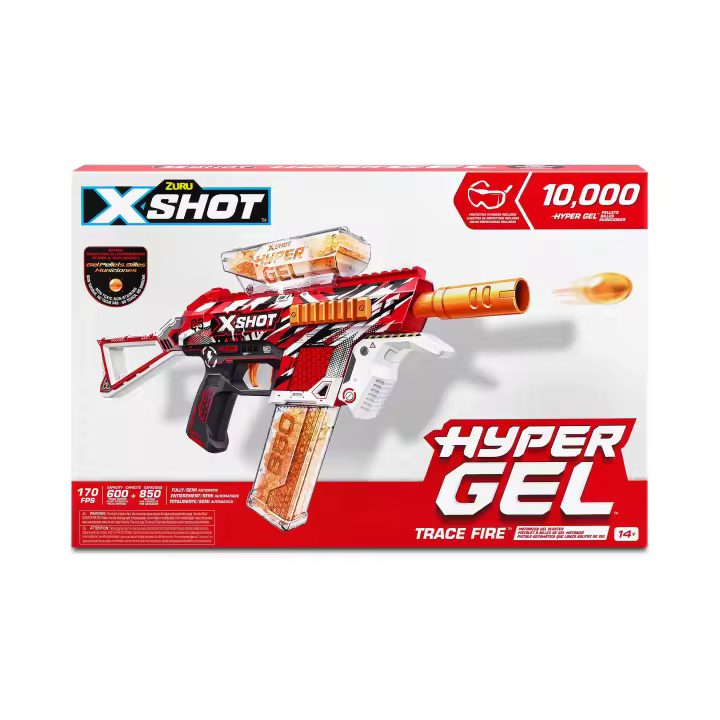 XSHOT HYPER GEL - Lanzadora de Bolas de Gel Motorizada TRACE FIRE con 2500 Bolitas y Alcance de 28 m/s | ¡Dispara en Modo Semi y Automático para la Batalla Definitiva! - 1