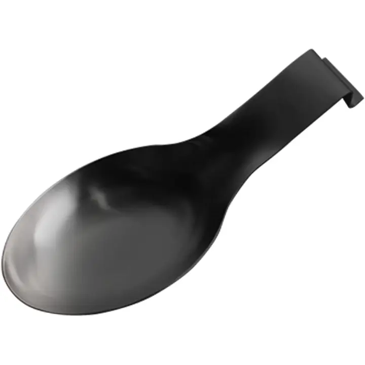 Soporte de cuchara de acero inoxidable multifunción, soporte de cuchara resistente al calor, soporte de cuchara de pala, bandeja de utensilios de cocina de espátula, para cocina de hogar restaurante (negro) - 1