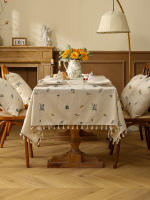 Mantel De Lino Rectangular Texturizado Con Flores Resistente a Manchas Y Caída Ligero Para Cocina Uso En Fiesta Banquete Hotel - details 6