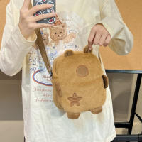 Bolso De Hombro De Peluche Kawaii Capybara Dibujo Animado Suave Bolsa De Pecho Para Estudiantes Regalos De Invierno Tamaño Aproximado 23cm Unisex - details 3