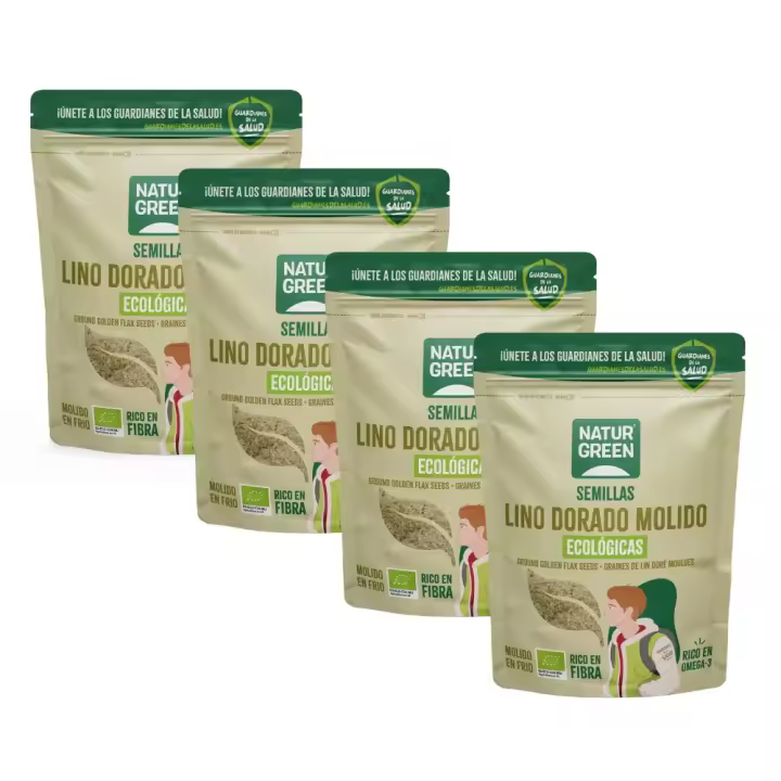 NaturGreen Semillas de Lino Dorado Molido Bio 150 g  Pack de 4x  Fuente Natural de Omega 3 y Fibra  Sin Gluten  NaturGreen - 1