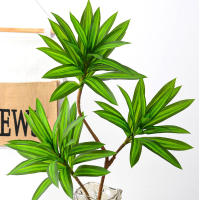 Árbol De Palma Artificial De 66-98cm Con Borde Dorado Y Verde Plástico Y Ramas De Bambú Decoración De Pared Y Escritorio De Plantas Tropicales - details 6