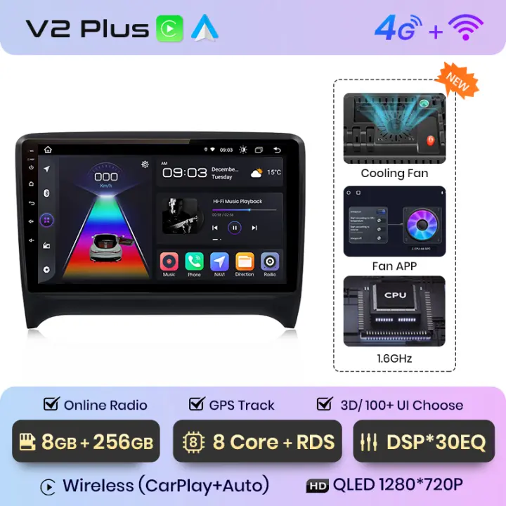 Junsun Radio Coche para Audi TT MK2 8J 2006 2007 2008 2009 2010 2011 2012 2013 2014 AI Voice 2 din Pantalla Coche Android Auto Multimedia Navegación GPS Auto radio - 1