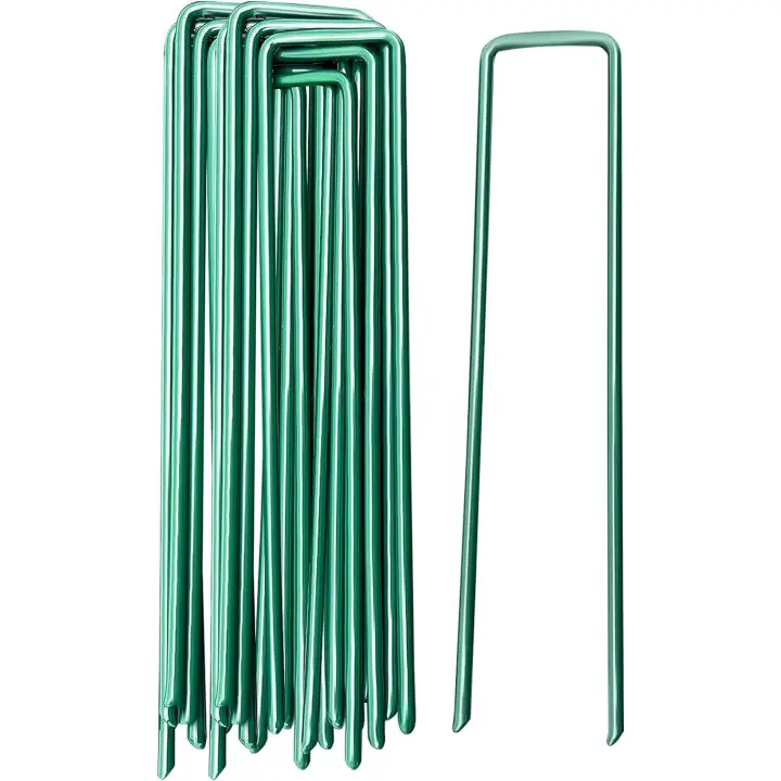 Estacas de jardín Grapas para el suelo Estacas de anclaje para asegurar el paisaje Clavijas de jardinería Picos para césped Granja Barrera contra malezas Tela de césped 10 piezas - 1