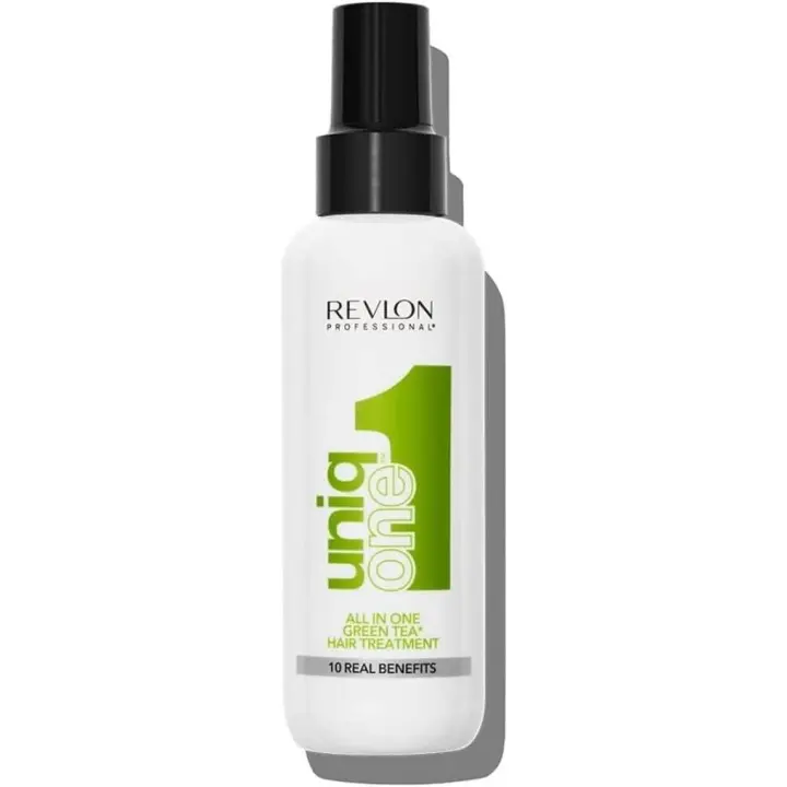 REVLON PROFESSIONAL UniqOne All in One Protector Térmico Pelo, Hidratación Profunda Cabello, Tratamiento en Spray sin Aclarado, Desenredante Pelo Mujer - Fragancia Té Verde 150ml - 1