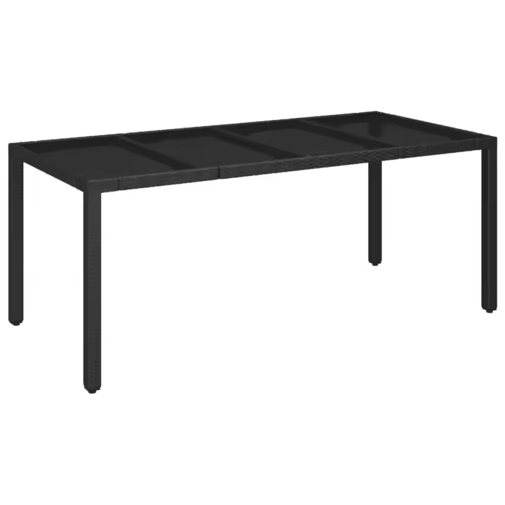 Mesa de Jardín superficie De Vidrio Negro 190x90x75 cm - 1