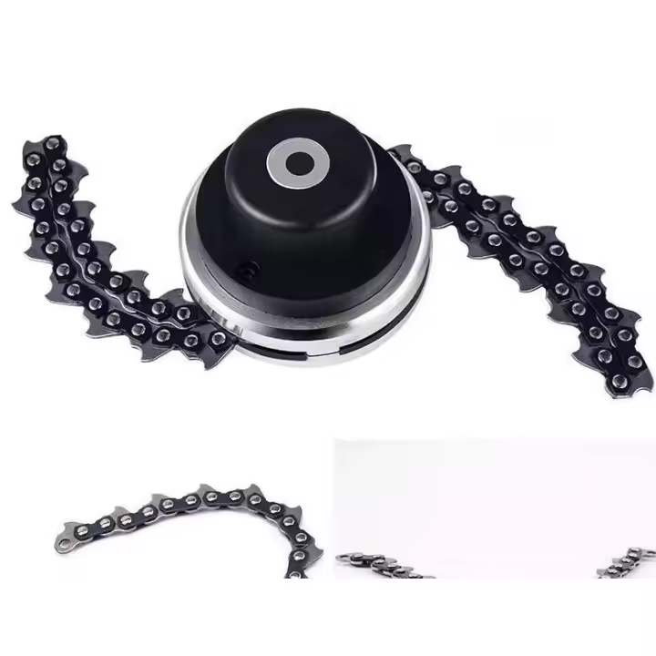 Juego de cabezales de trabajo de cadena de gasolina, desbrozadora, deshierbe, recortadora de cadena de jardín, negro - 1