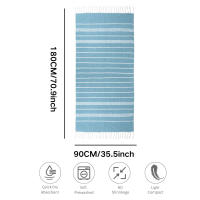 Toalla De Playa Turca De Algodón 90x180CM Absorbente Suave Para Viaje Portátil Sauna Spa Gimnasio Fitness Con Borlas Toalla De Baño - details 1
