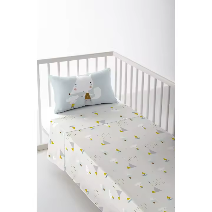 JUEGO DE SÁBANA CUNA/MAXICUNA INFANTIL BEBÉ 100% ALGODÓN BARQUITO CHIQUITO COOR HACIENDO EL INDIO FABRICADO EN ESPAÑA - 1