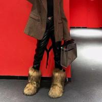 Botas De Nieve Para Mujer Y2K Invierno Lujo Peluche De Zorro Falso Botas De Moda Plataforma Calientes Talla Realisticamente Hechas - details 2