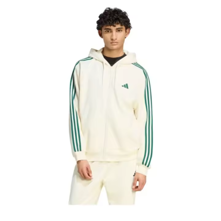 Chaqueta De Chándal Beige Adidas Essentials 3-stripes Fleece Full-zip Hoodie - 1