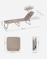 Tumbona Plegable con Parasol y Respaldo Reclinable, Ideal para Jardín, Piscina y Terraza, 193x53x29 cm, Capacidad de 150 kg - details 31