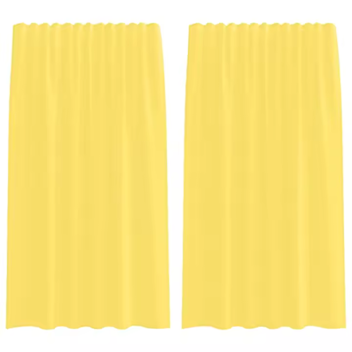 vidaXL Cortinas de gasa con bolsillos para varillas 2 uds. amarillo - 1