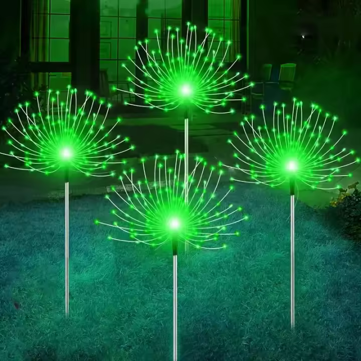 Luces Solares Para Jardín 200LED Impermeables Con Herramienta De Instalación Luces De Fuegos Artificiales Para Camino Césped Navidad - 1