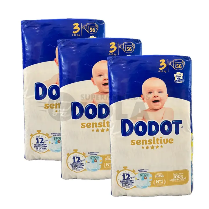 DODOT pañales sensitive Talla 3  (6-10kg)  56 Unidades  -  Caja de 168 Pañales - 1