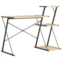 vidaXL Escritorio con estantería 116x50x93 cm en color Negro/Negro y marrón/blanco y roble y más | estructura resistente ideal para salón dormitorio o estudio - details 4