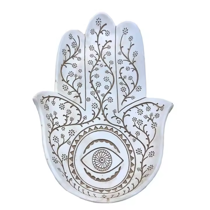 Signes Grimalt ORIGEN Home Decor Plato Mano De Fatima Bandejas Figura de Mano Blanco 4x25x17cm 33170 - 1