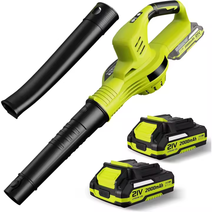21 V Soplador de hojas inalámbrico de 3000 W, soplador de hojas eléctrico inalámbrico , 2 modos de velocidad, adecuado para el cuidado del césped, patio, soplado de hojas, adecuado para batería Makita de 18 V / - 1