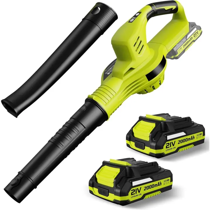 21 V Soplador de hojas inalámbrico de 3000 W, soplador de hojas eléctrico inalámbrico , 2 modos de velocidad, adecuado para el cuidado del césped, patio, soplado de hojas, adecuado para batería Makita de 18 V / - 1