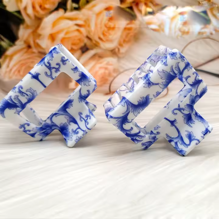Nuevas Clip De Pelo Vintage Azul Y Blanco Para Mujer Barretas Accesorios De Cabello Clip De Pelo Elegante Y Moderno - 1