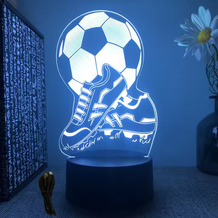 Lámpara De Noche LED 3D De Fútbol Ilusión Infantil Bola De Fútbol Táctil Decoración Para Habitación De Niños Regalo Luz De Mesa - 1