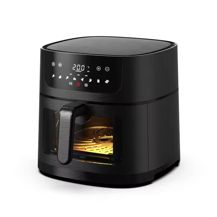 Freidora de aire sin Aceite OstarkDom Milmeggium de 6L, 8 Modos de Cocina, Ventana de Visualización, Pantalla Táctil LED - 1500W, 80-200°C - 1