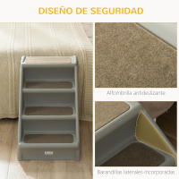 PawHut Escalera Plegable para Mascotas de 4 Peldaños Escalón para Perros Gatos Portátil con Alfombras Antideslizantes para Cama Sofá Carga 20 kg 62x38x49,5 cm - details 4