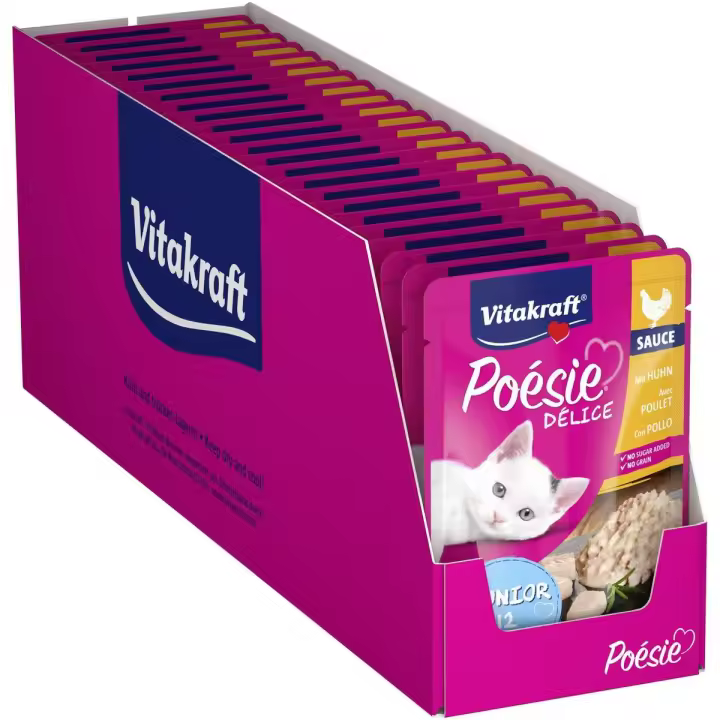 VITAKRAFT - Poésie Delice comida húmeda para gatos junior Sabor pollo en salsa (Pack de 23x85g) - 1