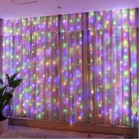 Luces De Cortina LED Con USB Y Control Remoto De 8 Modos Para Bodas Casas Fiestas Pared Ventanas Jardín Navidad Decoraciones - details 17