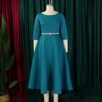 Vestido De Lujo Para Mujer Con Cuello Redondo Manga Larga Cinturado A-Linea Hasta El Tobillo Elegante Vestido De Cumpleaños - details 2