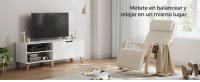 Mecedora con reposabrazos y estructura de madera de abedul, Acolchado cómodo con cojín, 150 kg, Reposapiés ajustable en 5 posiciones y almohadillas de fieltro antideslizante, Cojín mullido para la cabeza - details 0