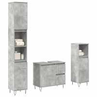 vidaXL Set muebles de baño 2 piezas madera contrachapada gris hormigón - details 0